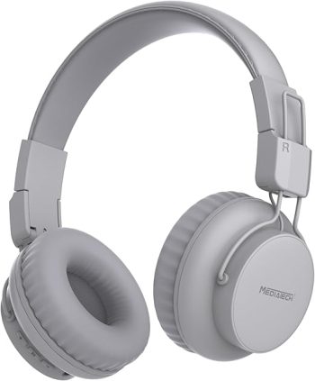 سماعات رأس بلوتوث من ميدياتك - رمادي وتركواز